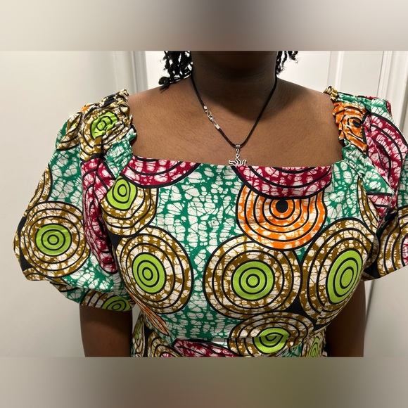 Colourful Ankara Puffy Sleeve Dress - Picture 12 of 16